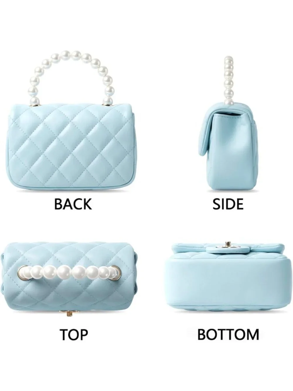 Girls' Pearl Handle Crossbody Purse - Princess Heart Lock Shoulder Bag Fits